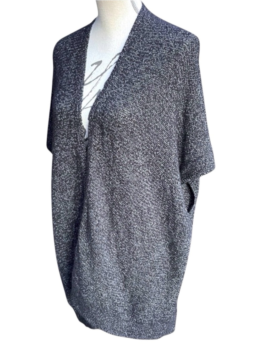 Aritzia Community Navy/White Heathered Cotton Ionic Cape Oversized Top (XS/S)